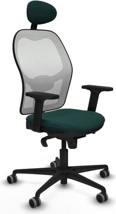 Piqueras y Crespo Piqueras Y Crespo - Jorquera Sincro Malla Blanca Similpiel Verde Botella Brazos 2d Base Nailon Cabecero Fijo Ruedas 65mm Engomada