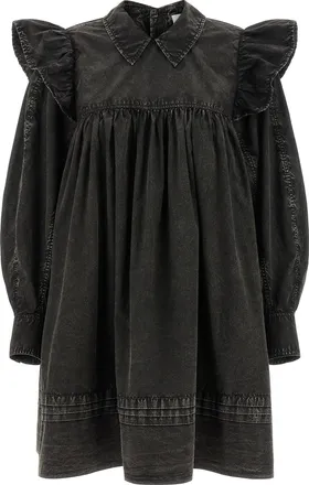 Ganni Black Organic Cotton Short Womens Dress