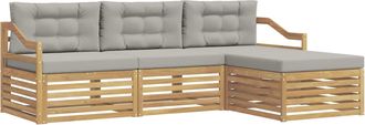 vidaXL Conjunto De Sof&aacute;s De Exterior 4 Uds. Blanco Y Gris Claro Vidaxl