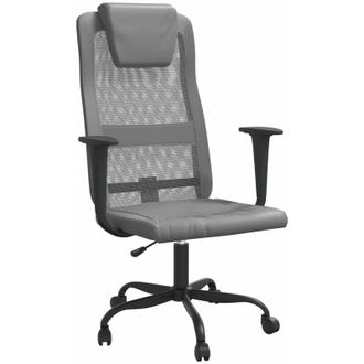 vidaXL Office Chair Grey Mesh Fabric and Faux Leather vidaXL