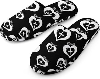 Generic Blessed Mens Cotton Slippers Memory Foam Comfort House Shoes Winter Indoor Slipper for Hotel Casa Spa