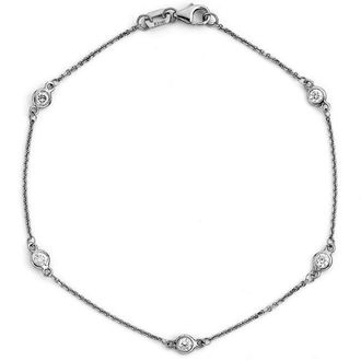 Suzy Levian 1/10 ct TDW 14K White Gold Diamond Station Bracelet