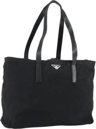 Prada Pre-owned Tote Bags, female, Black, Size: ONE SIZE Pre-owned Nylon Tote Bag