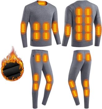 Generic Men Thermal Set, USB Smart Heated Men Thermal Underwear Set, 28 Heating Zones Heated Base Layer Men, Lightweight Thermal Heating Trousers Underwears(G
