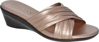Italian Shoemakers Kenny Wedge Slide Sandal in Rose Gold at Nordstrom Rack, Size 10