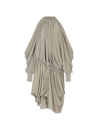 Balmain Open Shoulder Fluid Crepe Dress