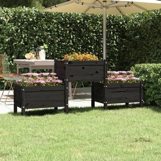 Berkfield Home Planter Black 178.5x44x75 cm Solid Wood Pine