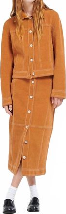 Barrie Suede Effect Long Midi Skirt In Honeycomb