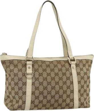 Gucci Pre-owned Tote Bags, female, Beige, Size: ONE SIZE Pre-owned GG Canvas Tote Bag
