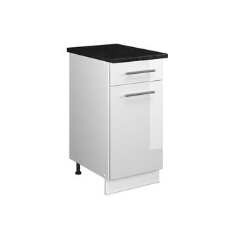 Vicco Mueble Bajo Para Fregadero/placa Fame-line, Blanco Alto Brillo/blanco, 40 Cm, Et Antracita, Vicco