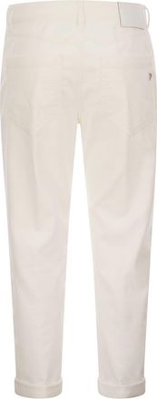 Dondup Womens Koons - Multi-striped Velvet Trousers With Jewelled Buttons - Ivory Cotton - Size 26 (Waist)