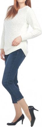 Papillon Shirt Hem Long Sleeve Sweater In White