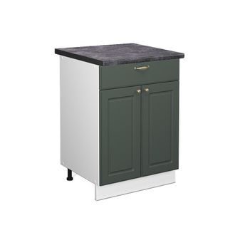 Vicco Mueble Bajo De Cocina Fame-line, Verde Dorado Casa De Campo, 60 Cm Con Caj&oacute;n, Et Antracita