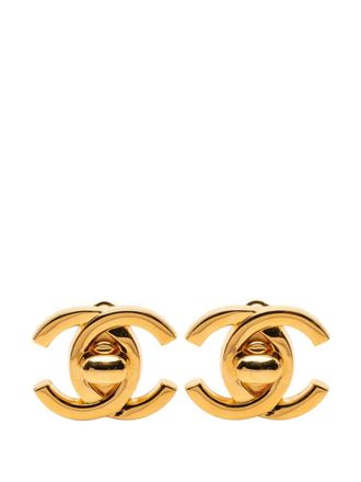 Chanel 1996 Gold Plated CC Turn Lock Clip On Earrings costume earrings - women - Gold Plated - One Size