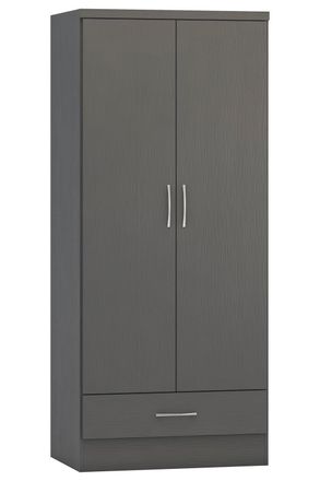 Seconique Nevada 2 Door 1 Drawer Wardrobe in Dark Grey