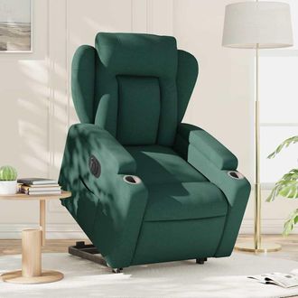 vidaXL Vidaxl - Sill&oacute;n El&eacute;ctrico Reclinable Elevable De Tela Verde Oscuro