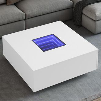 Berkfield Home Coffee Table with Infinity LED White 100x100x40 cm | Size: 100 x 100 x 40 cm