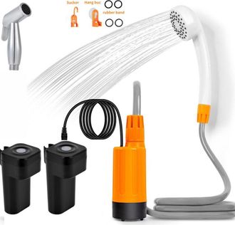 OEM Ducha Port&aacute;til Para Camping - Cabezal De Ducha Con V&aacute;lvula Giratoria - 80 Minutos De Autonom&iacute;a - Material Abs - Manguera De 1,8 M - Para Agua Caliente
