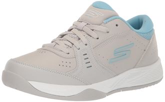 Skechers Womens Go Train Viper Court Smash-Pickleball Sneaker, Grey/Blue, 10