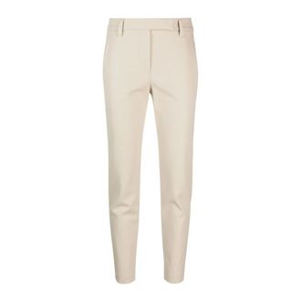 Brunello Cucinelli Brunello Cucinelli, Cropped Trousers, female, White, Size: S Straight-leg Cotton Trousers