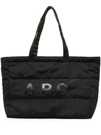 A.P.C. quilted logo-print tote bag - men - Polyester - One Size - Black
