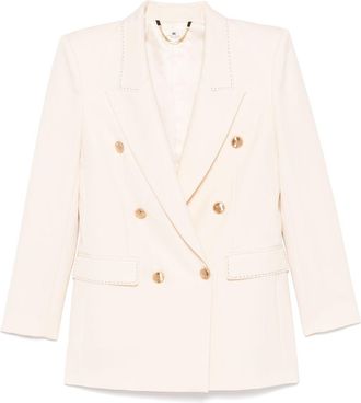 Elisabetta Franchi contrasting-stitching virgin-wool blazer - Neutrals