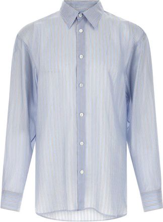 Dries Van Noten Croom Cupro Shirt - Heren - Casual Overhemden - Blauw - XL - Overhemden