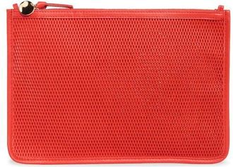 Clare Vivier Perforated Leather Clutch in Bright Poppy at Nordstrom