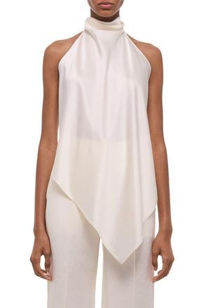 Helmut Lang Tie Scarf Sleeveless Silk Top in Ivory at Nordstrom, Size X-Small
