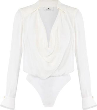 Elisabetta Franchi Bodysuit - Dames - Bodies - Wit - M - Organza - Tops