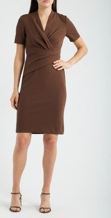 Anne Klein Pleated Scuba Crepe Dress in Molasses at Nordstrom, Size 12