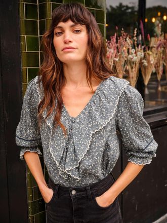 Fat Face FatFace Carly Blue Ditsy Regular Blouse