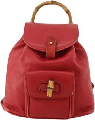 Gucci Pre-owned Vintage Bamboe Rugzak - Dames - Vintage Rugzakken - Rood - ONE Size - Bamboe - Vintage
