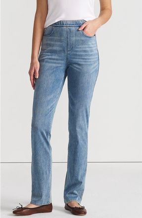 Lands End Starfish High Rise Knit Denim Straight Jeans in Light Brook at Nordstrom, Size X-Small
