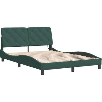 vidaXL Estructura De Cama Con Led Sin Colch&oacute;n Terciopelo Verde Oscuro 120x200 Cm Vidaxl