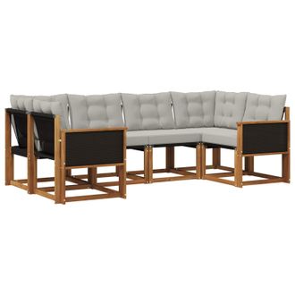 vidaXL Conjunto De Sof&aacute;s De Exterior 6 Pcs Natural Y Gris Claro Vidaxl