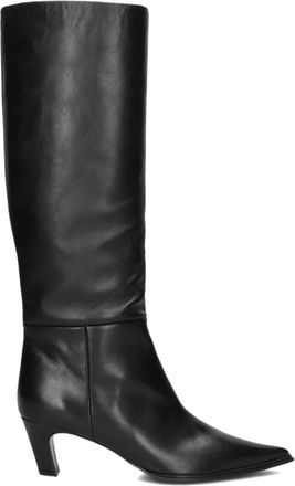 Zinda Schoenen, Dames, Zwart, 38 EU, Leer, Zwarte Leren Hoge Laarzen