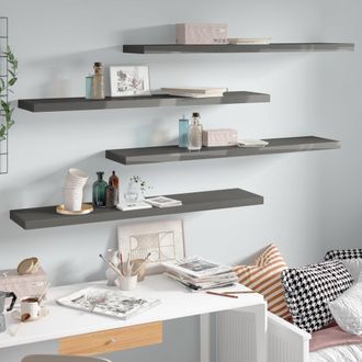 vidaXL Vidaxl - Estante Flotante De Pared 4 Uds Mdf Gris Brillo 120x23,5x3,8 Cm