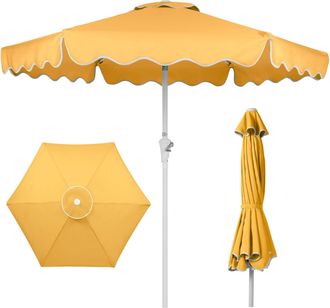 Best Choice Products 7.5ft Patio Market Umbrella with Wavy Trim, Fade-Resistant, Crank & Tilt, Wind Vent