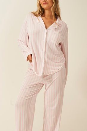 Stripe and Stare Long Pyjama Set in Pale Pink Stripe at Nordstrom, Size X-Small Uk