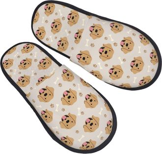Generic Fluffy Slipper Labrador Retriever Dog Print Fluffy Home Slippers Warm Lightweight Womens Slippers Indoor Hotels M