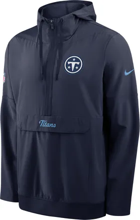 Nike Tennessee Titans Rivalries Collection Sideline Anorak Nike Mens NFL 1/2-Zip Hooded Jacket in Blue | 03AT02C49V-WJK