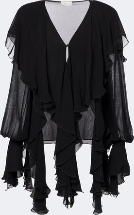 Blumarine Ruffled cr&ecirc;pe blouse