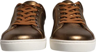 Dolce & Gabbana Gold Leather Logo London Men Sneaker Mens Shoes