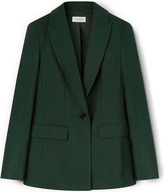 Motivi Enkelrijige blazer van viscosemix - Dames - Blazers - Groen - XS - Leer - Jassen