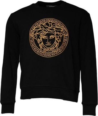Versace Medusa Borduurwerk Crew Neck Sweater - Heren - Sweatshirts - Zwart - XS - Katoen - Hoodies & sweatvesten