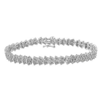 House of Brilliance Silver 1.0 cttw Diamond Arrow Shape Tennis Link Bracelet in White at Nordstrom