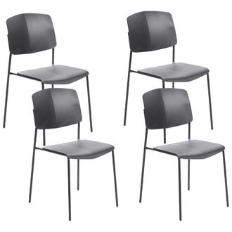 Beliani Conjunto De 4 Sillas Negro Material Sint&eacute;tico Pl&aacute;stico Comedor Astoria