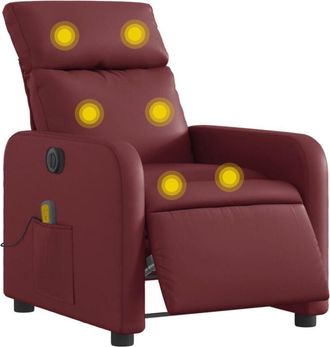 vidaXL Vidaxl - Sillón de masaje reclinable de cuero artificial rojo tinto