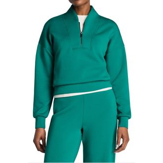 Spanx AirEssentials Shawl Collar Quarter Zip Sweatshirt in Jade at Nordstrom, Size X-Large